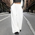 thumbnail image 1 of ClodeEU Women's Pleated Waist Wide Leg Pants Outdoor Pants, Solid Color Fashion Casual Trousers White,Womens Plus L, 1 of 5