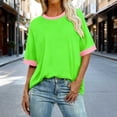 thumbnail image 1 of ClodeEU Women's Plus Size Color Block Short Sleeve Crewneck T-Shirt ,Casual Spring Summer Trendy Tee Green,Womens Plus XL, 1 of 4
