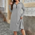 thumbnail image 1 of ClodeEU Women's Plus Size Long Sleeve Lapel Neck Half Zip Dress,Casual Trendy Loose Dress Gray,Womens Plus XXXXXL, 1 of 6