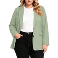 thumbnail image 1 of ClodeEU Women's Plus Size Long Sleeve Notch Collar Blazer,Solid Color Casual Work Jacket Green,Women's Plus XL, 1 of 8