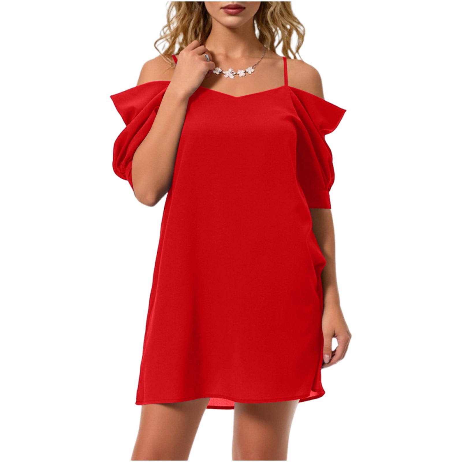 ClodeEU Women's Plus Size Off Shoulder Short Sleeve Dresses ,Causal ...