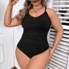 thumbnail image 1 of ClodeEU Women's Plus Size One Piece Swimsuit with Built in Pads ,Backless Slim Fit Sporty Swimwea F-Black,Womens Plus XXXL, 1 of 8