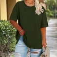 thumbnail image 1 of ClodeEU Women's Plus Size Oversized Crew Neck Cotton Short Sleeve T-Shirt,Casual Loose Tee Army Green,Women's Plus XXL, 1 of 5