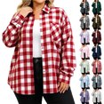 thumbnail image 1 of ClodeEU Women's Plus Size Plaid Button Down Shirt,Long Sleeve Collared Casual Oversized Shacket ,Women's L-XXXXXL, 1 of 5