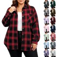 thumbnail image 1 of ClodeEU Women's Plus Size Plaid Button Down Shirt,Long Sleeve Collared Casual Oversized Shacket ,Women's L-XXXXXL, 1 of 5