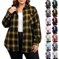 thumbnail image 1 of ClodeEU Women's Plus Size Plaid Button Down Shirt,Long Sleeve Collared Casual Oversized Shacket ,Women's L-XXXXXL, 1 of 5