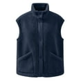 thumbnail image 1 of ClodeEU Women's Plush Fleece Vest Jacket With Pockets,Lightweight Stand Collar Button Sleeveless Outwear Blue,Womens Plus XXL, 1 of 3
