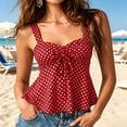 thumbnail image 1 of ClodeEU Women's Polka Dot Print Spaghetti Strap Peplum Cami Top,Sweetheart Neck Sleeveless Summer Tank Red,Women's Plus L, 1 of 5