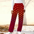 thumbnail image 1 of ClodeEU Women's Polka Dot Printed Elastic Waist Plush Pant,Wide Leg Pants With Side Pockets Wine,Womens Plus L, 1 of 6