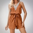 thumbnail image 1 of ClodeEU Women's Print Romper with Adjustable Drawstring Waist,Casual Jumpsuit Shorts Orange,Womens Plus XL, 1 of 7