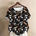 thumbnail image 1 of ClodeEU Women's Print Short Sleeve Crewneck T-Shirt ,Dressy Loose Floral Basic Tee Black~,Womens Plus XXXXXL, 1 of 5