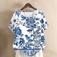 thumbnail image 1 of ClodeEU Women's Print Short Sleeve Crewneck T-Shirt ,Dressy Loose Floral Basic Tee Blue~,Womens Plus XXXXXL, 1 of 5
