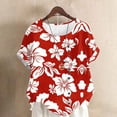 thumbnail image 1 of ClodeEU Women's Print Short Sleeve Crewneck T-Shirt ,Dressy Loose Floral Basic Tee Red,Womens Plus M, 1 of 5
