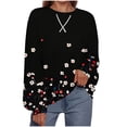 thumbnail image 1 of ClodeEU Women's Printed Loose-Fit Round Neck Drop Shoulder Sweatshirt ,Plus Size Spring Clothes Black,Womens Plus S, 1 of 5