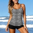 thumbnail image 1 of ClodeEU Women's Printed Round Neck Backless Bikini Set with Built in Pads ,Two-Piece Swimsuit Black^,Womens Plus S, 1 of 8