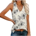 thumbnail image 1 of ClodeEU Women's Printed V Neck Sleeveless Tank Top,Trendy Boho Chic Spring Summer Shirts Beige,Womens Plus S, 1 of 7