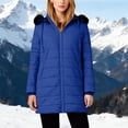 thumbnail image 1 of ClodeEU Women's Puffer Hooded Jacket, Lightweight Mid-Length Winter Puffer Coat With Pockets Blue,Womens Plus S, 1 of 8