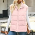 thumbnail image 1 of ClodeEU Women's Puffer Vest With Pockets,Lapel Zip Up Sleeveless Jacket,Slim Fit Trendy Jacket Pink,Womens Plus L, 1 of 7