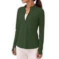 thumbnail image 1 of ClodeEU Women's Quick Dry UPF Sun Protection Long Sleeve Mock Neck Top , Solid Color Zip Up Athletic Shirt with Pockets Army Green,Womens Plus XXL, 1 of 8