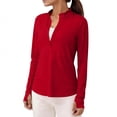 thumbnail image 1 of ClodeEU Women's Quick Dry UPF Sun Protection Long Sleeve Mock Neck Top , Solid Color Zip Up Athletic Shirt with Pockets Red,Womens Plus S, 1 of 8