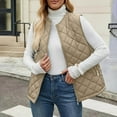 thumbnail image 1 of ClodeEU Women's Quilted Vest,Round Neck Zip Up With Pockets ,Lightweight Sleeveless Jacket Khaki,Womens Plus XXL, 1 of 8