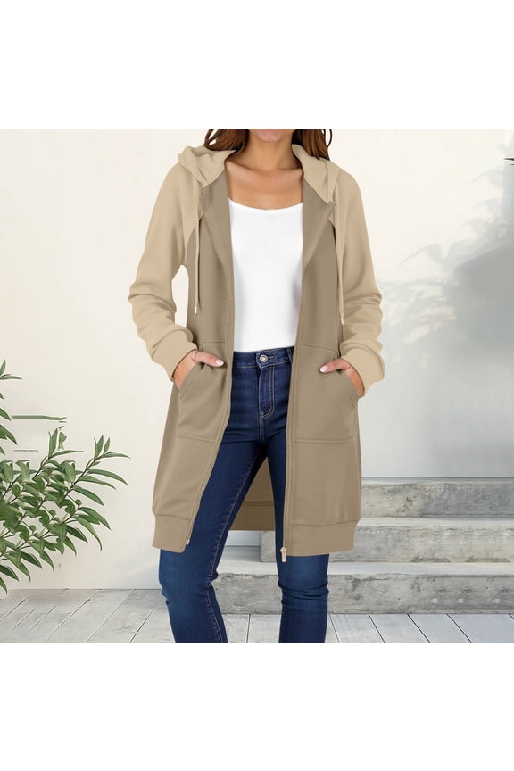 Women's Raglan Sleeve Long Sleeve Hooded Coat With Drawstring, Color Block Outerwear With Pocket Khaki,Womens Plus L
