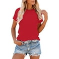 thumbnail image 1 of ClodeEU Women's Relaxed Fit Cotton Crewneck Short Sleeve T Shirt ,Casual Tunic Fashion Basic Tee Red,Womens Plus XXXL, 1 of 6