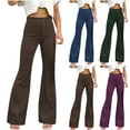 thumbnail image 1 of ClodeEU Women's Retro Flare Pants with Pockets ,Solid Color Wide Leg Trousers Blue,Womens Plus M, 1 of 7