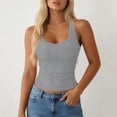 thumbnail image 1 of ClodeEU Women's Ribbed Knit V Neck Sleeveless Tank Top, Solid Color Casual Summer Tanks Gray,Womens Plus L, 1 of 7