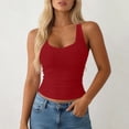 thumbnail image 1 of ClodeEU Women's Ribbed Knit V Neck Sleeveless Tank Top ,Solid Color Casual Summer Tanks Red,Womens Plus XL, 1 of 7