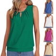 thumbnail image 1 of ClodeEU Women's Round Neck Eyelet Embroidery Tank Top ,Loose Fit Solid Color Casual Summer Blouse Green,Womens Plus M, 1 of 9