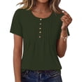 thumbnail image 1 of ClodeEU Women's Round Neck Short Sleeve Pleated T-Shirt,Casual Solid Color Tee Top for Summer Green,Women's Plus XXL, 1 of 8
