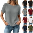 thumbnail image 1 of ClodeEU Women's Round Neck Short Sleeve T-Shirt,Casual Solid Color Loose Fit Top Black,Women's Plus XXL, 1 of 8