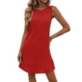 thumbnail image 1 of ClodeEU Women's Round Neck Sleeveless A-Line Mini Dress,Casual Loose Fit Sundress Red,Women's Plus S, 1 of 8