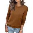 thumbnail image 1 of ClodeEU Women's Round Neck Sweatshirts, Long Sleeve Fall Lightweight Sweater ,Casual Loose Fit Tunic Top Coffee,Womens Plus M, 1 of 8