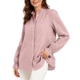thumbnail image 1 of ClodeEU Women's Ruffle Collar Long Sleeve Button Down Shirt,Elegant Solid Dress Blouse Casual Top ,Women's Plus L, 1 of 4