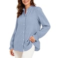 thumbnail image 1 of ClodeEU Women's Ruffle Collar Long Sleeve Button Down Shirt,Elegant Solid Dress Blouse Casual Top ,Women's Plus S, 1 of 4