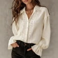 thumbnail image 1 of ClodeEU Women's Satin Button Down Blouse, Long Sleeve V Neck Work Shirt with Cuffed Sleeves Beige,Women's Plus L, 1 of 7