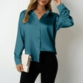 thumbnail image 1 of ClodeEU Women's Satin Long Sleeve Button Down Shirt,Casual Silky Dress Shirt Army Green,Women's Plus XL, 1 of 6