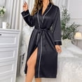 thumbnail image 1 of ClodeEU Women's Satin Silky Robe,Lightweight Soft Sleepwear With Belt,Casual Cozy Sleepdress Black,Womens Plus L, 1 of 4