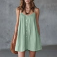 thumbnail image 1 of ClodeEU Women's Scoop Neck Spaghetti Strap Button Mini Dress,Casual A-Line Sundress Mint Green,Women's Plus XL, 1 of 8
