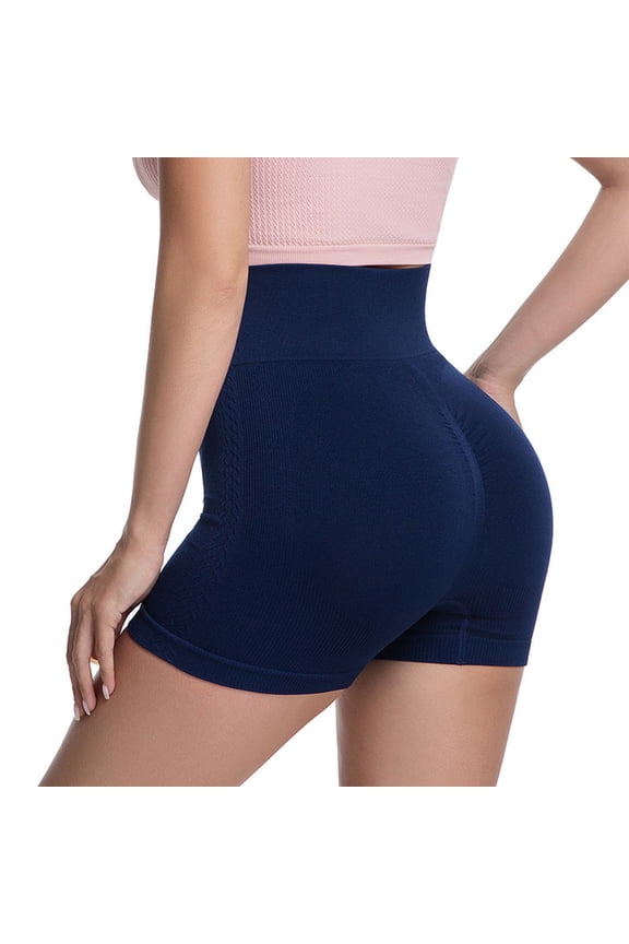 Women's Seamless High Waisted 5" Yoga Shorts,Scrunch Butt Lifting Tights with Tummy Control Navy,Womens Plus S