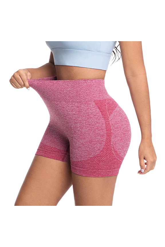 Women's Seamless High Waisted Yoga Shorts,Scrunch Butt Lifting Tights with Tummy Control Red,Womens Plus S
