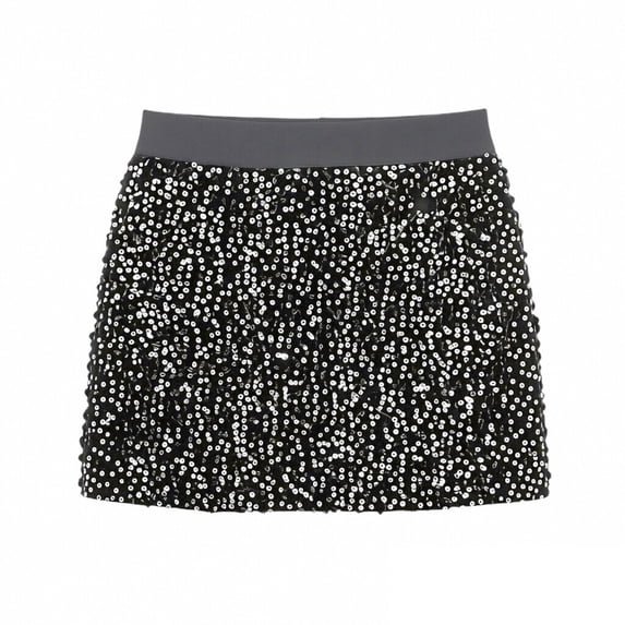 ClodeEU Women's Sequin Bodycon Mini Skirt ,Solid Color Glitter Party Pencil Skirt Dark Gray,Womens Plus M