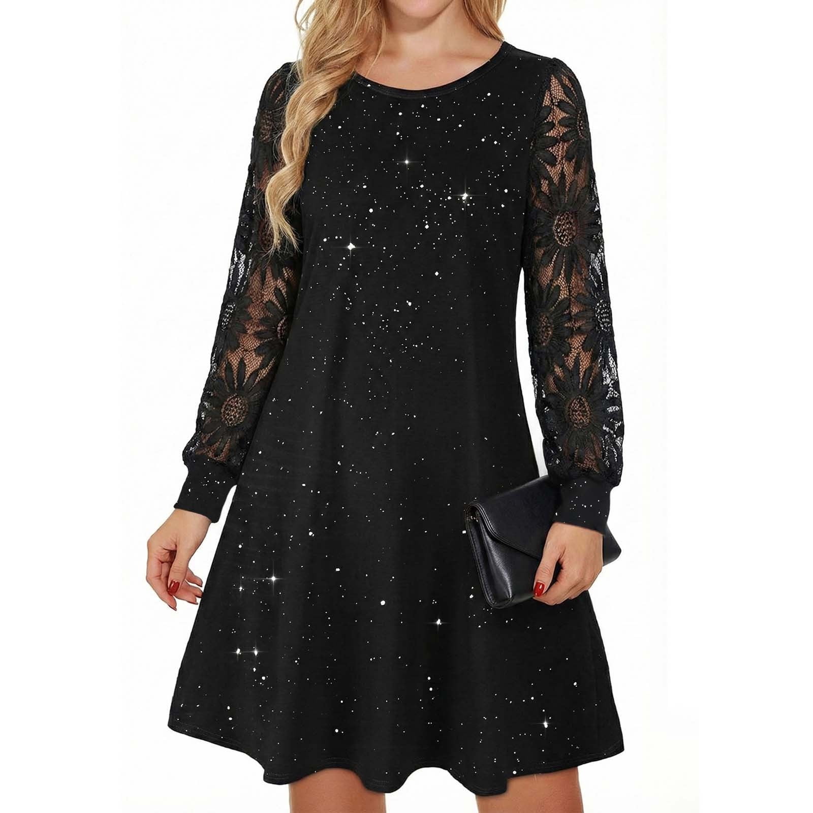 black swing dress lace Topvintage Boutique Collection Topvintage Exclusive ~ Ella Lace Swing Dress in Black