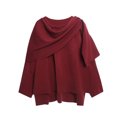 thumbnail image 1 of ClodeEU Women's Shawl Wraps,Long Sleeve Poncho Sweater ,Elegant Shawls For Fall Winter Wine,Womens Plus M, 1 of 5