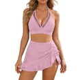 thumbnail image 1 of ClodeEU Women's Sheer Mesh Patchwork Drawstring Bikini Set ,Modest Two Piece Swimsuit Pink,Womens Plus L, 1 of 7