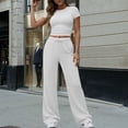 thumbnail image 1 of ClodeEU Women's Short Sleeve Crewneck Top and Pants Set ,Casual Two Piece Outfit with Pockets Gray,Womens Plus XXL, 1 of 8