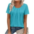 thumbnail image 1 of ClodeEU Women's Short Sleeve Round Neck T-Shirt,Trendy Casual Dressy Tee Summer Spring Tops Light Blue,Womens Plus S, 1 of 7