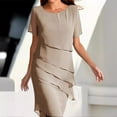 thumbnail image 1 of ClodeEU Women's Short Sleeve Ruched Midi Dress,Casual Bodycon Dress with Asymmetrical Hem Beige,Women's Plus L, 1 of 6